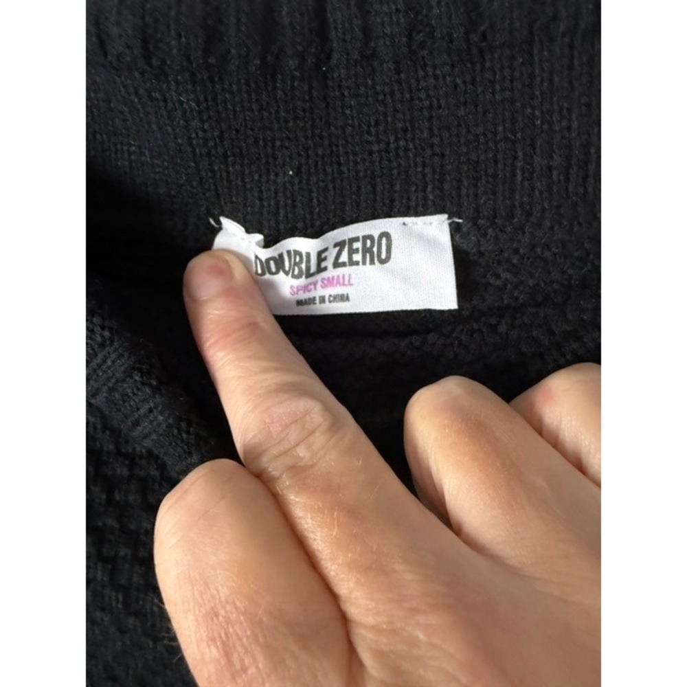 Double Zero Black Knit Pencil Skirt Textured Midi Ribbed Waistband Small - Picture 3 of 3